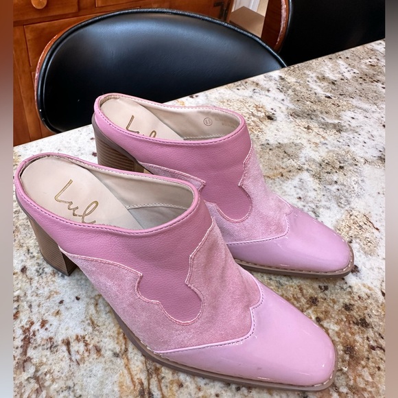 Lulu’s pink slip on heeled mules size 6.5 - Picture 7 of 14